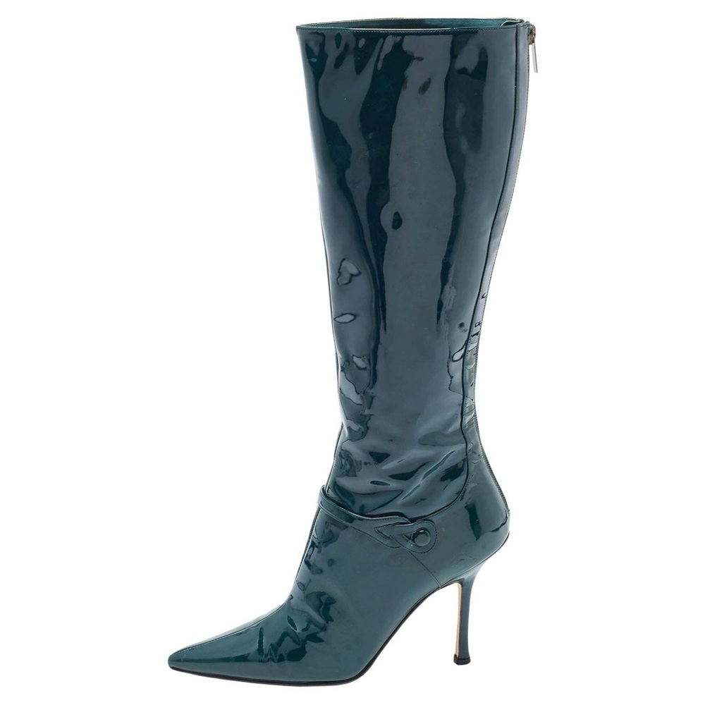 Jimmy Choo Forest Green Calf High Pointed Toe Boot